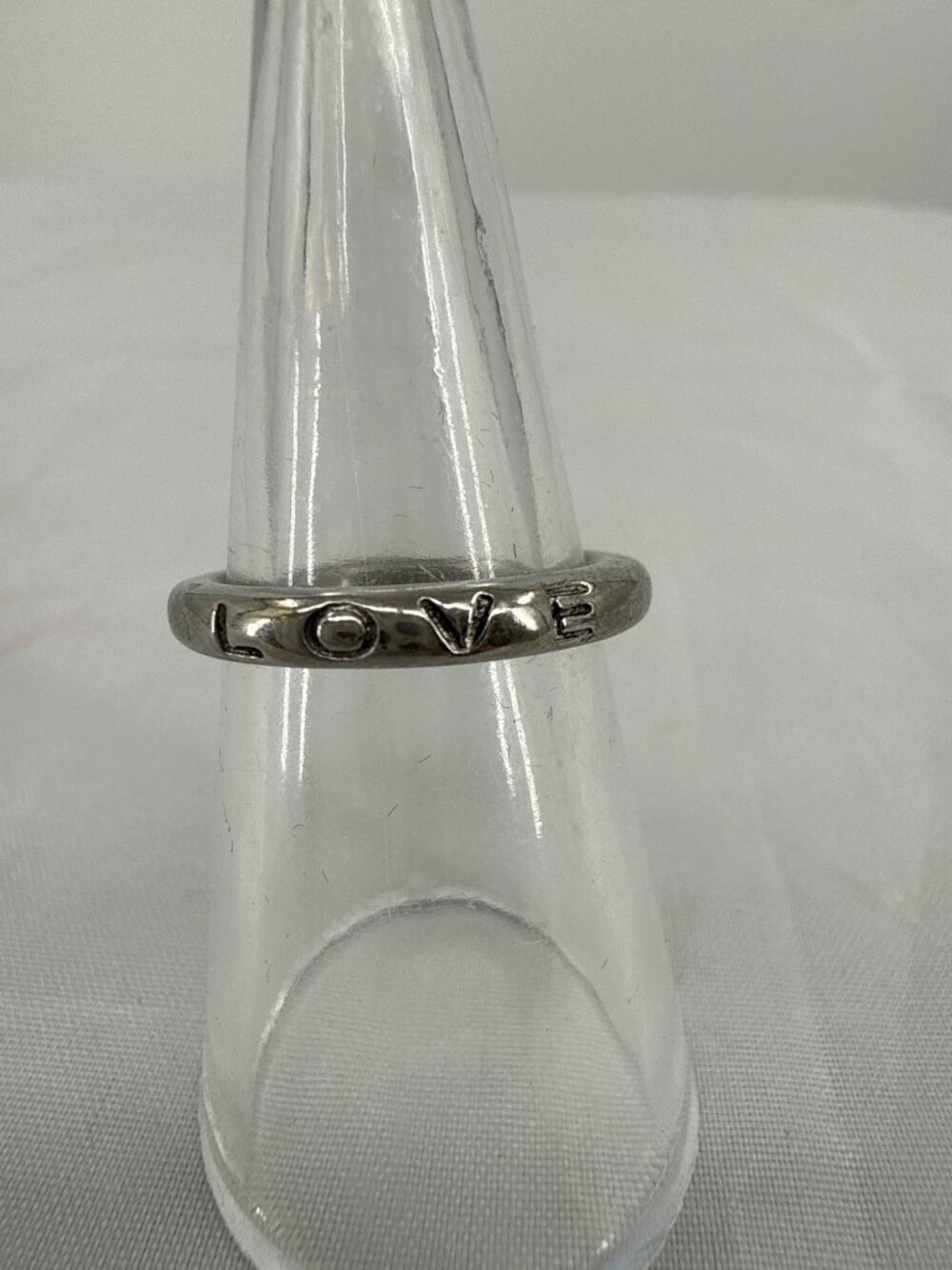 Silver Tone LOVE Engraved Band Ring Minimalist Aesthetic Stackable Vintage Y2K